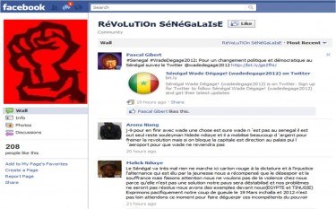 Captura de pantalla de la página de Facebook «Révolution Sénégalaise»