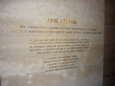 Inscription d'Aimé Césaire, Panthéon, Paris, France