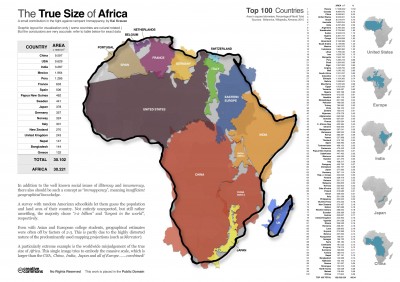 Infographie sur la taille du continent africain - domaine public 